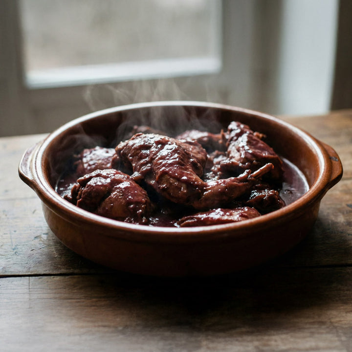 Civet de lapin mariné au vin rouge