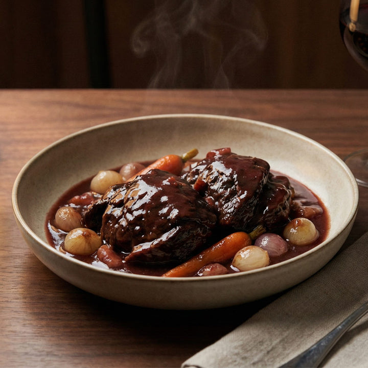 Noix de joue de bœuf au vin rouge