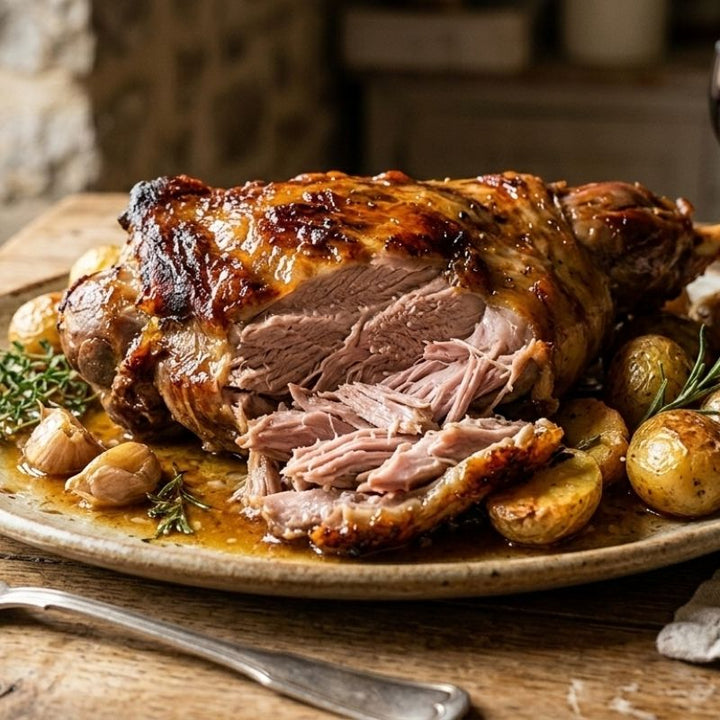 Gigot d'agneau de lait des pyrénées confit sept heures