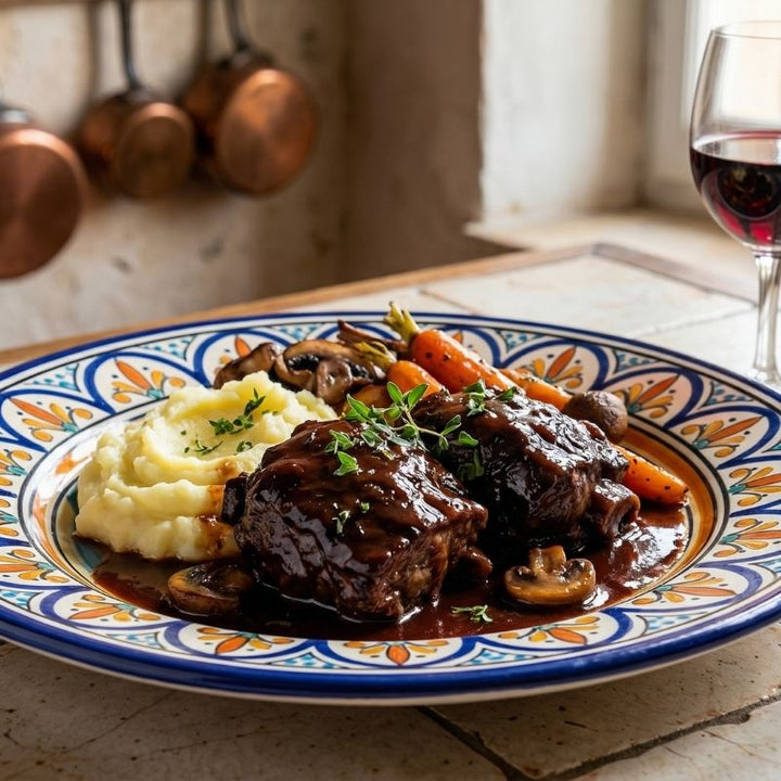 Joue de veau confite au vin de bordeaux