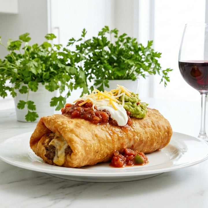 Chimichanga croustillante au bœuf et fromage fondu