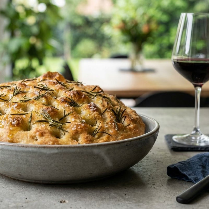 Focaccia italienne à l'huile d'olive et romarin frais