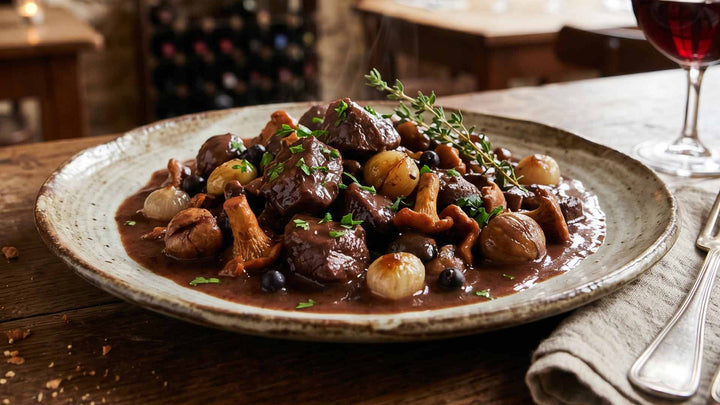 Civet de chevreuil au genièvre et marrons