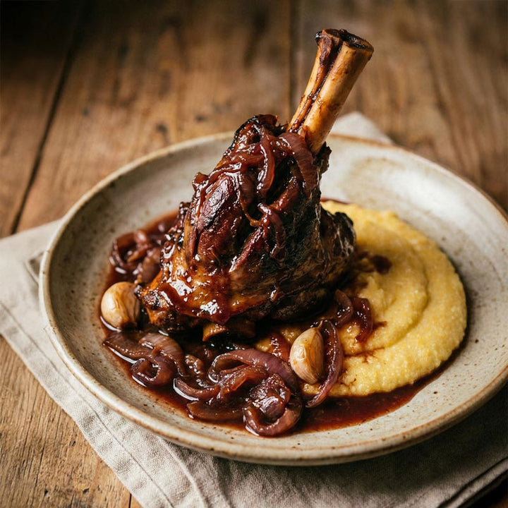 Recette de souris d'agneau aux oignons et au vin rouge