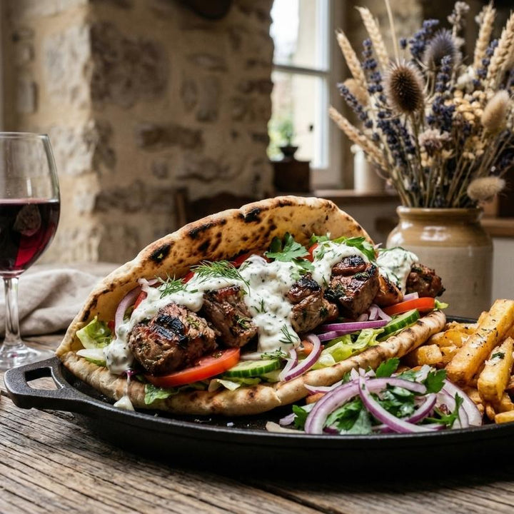 Kebab maison à l'agneau grillé et sauce blanche
