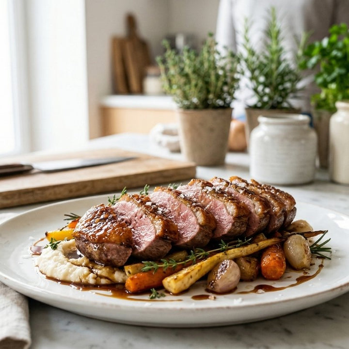 Magret de canard sauvage laqué au miel d'acacia