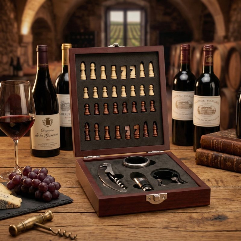 Coffret ouvre bouteille décor