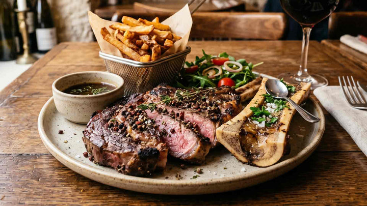 Côte de bœuf maturée au poivre de Sichuan et os à moelle