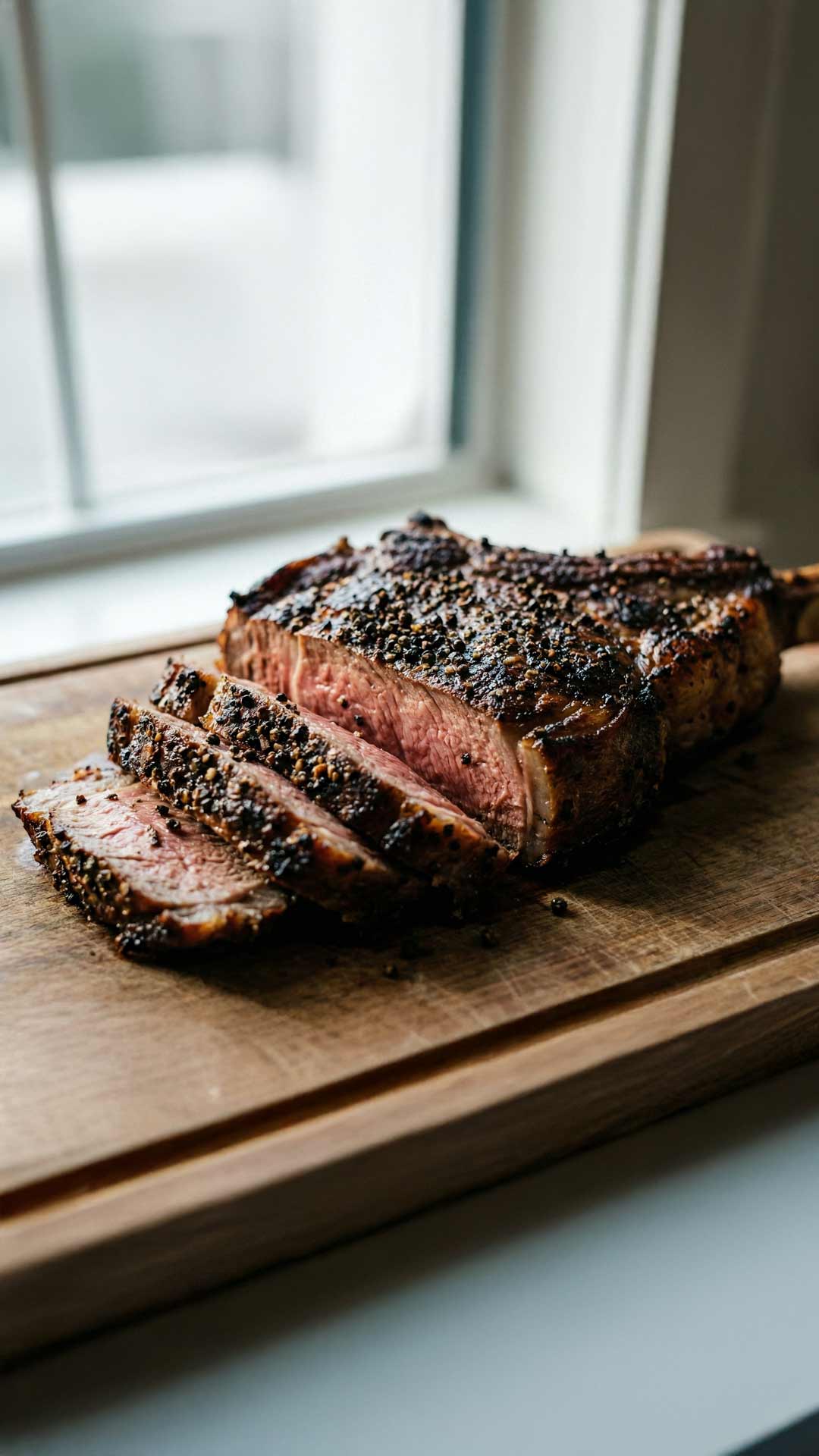 Côte de bœuf au poivre noir mobile
