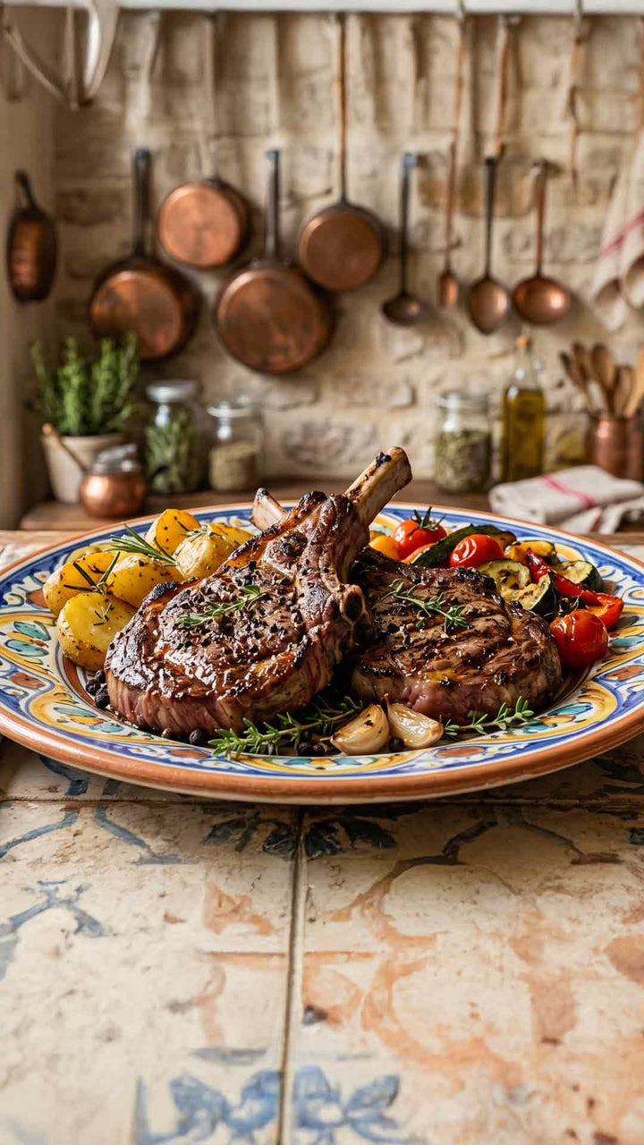 Côtelettes de bœuf grillées au poivre et thym