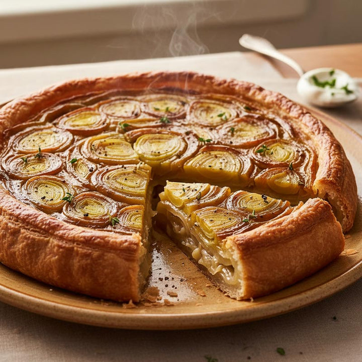 Tarte tatin de poireaux