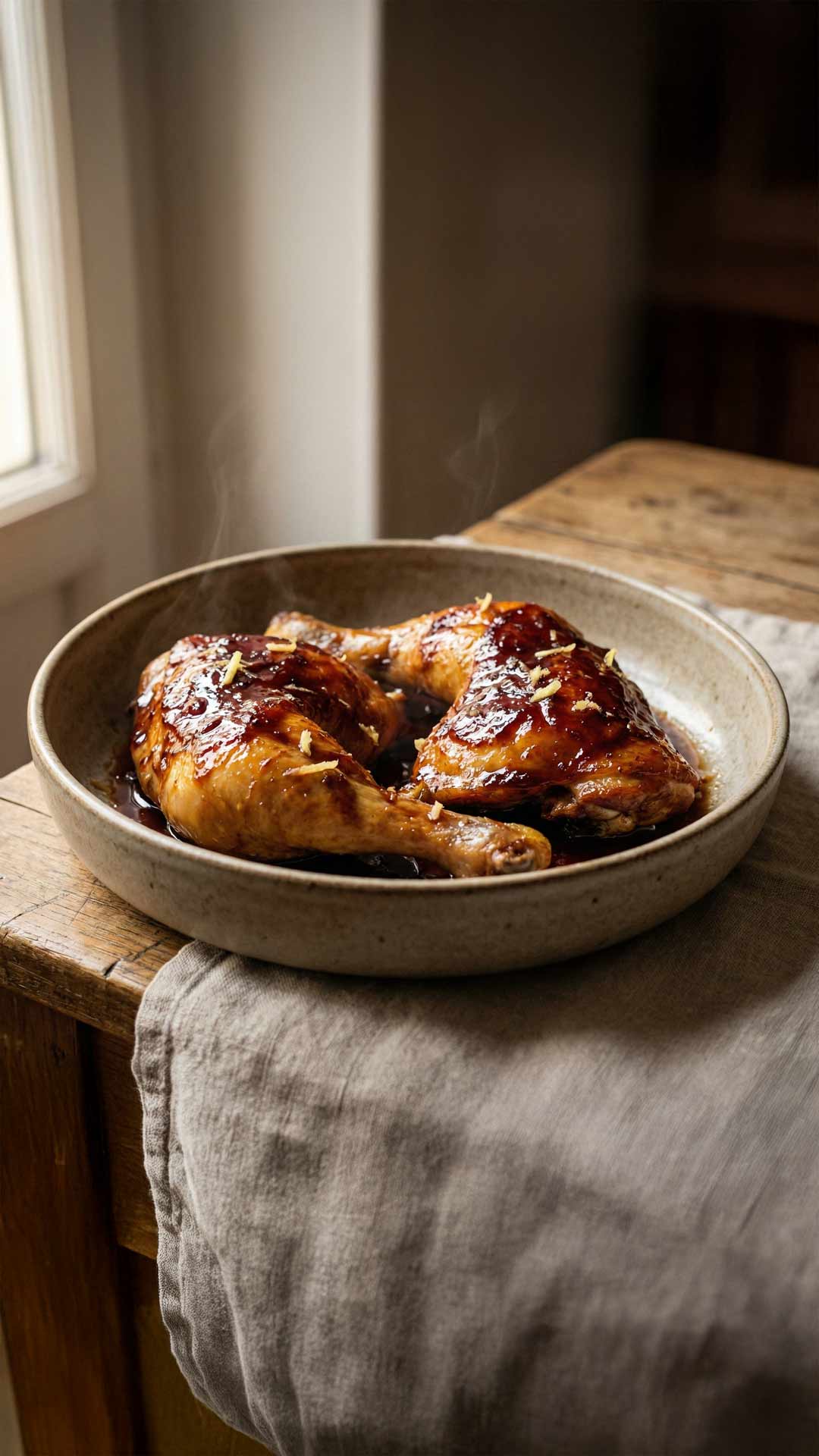Cuisses de poulet au confit de vin et gingembre mobile