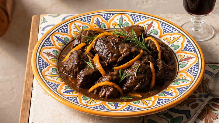 Daube de joue de bœuf au romarin et écorces d'orange