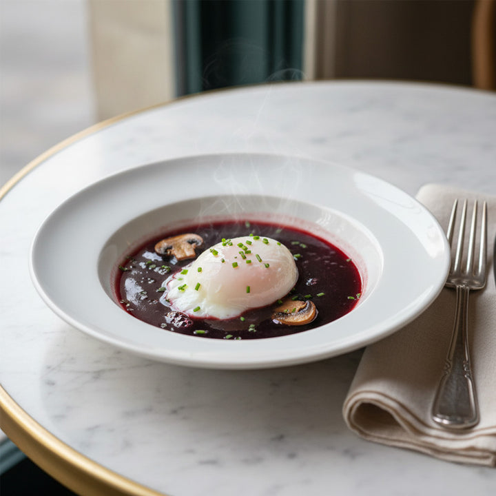 Oeuf poché au vin rouge