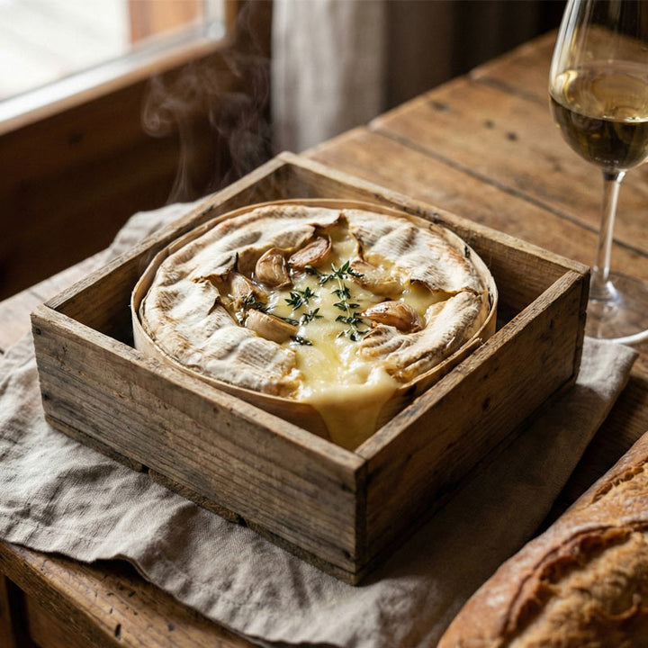 Mont d’or au vin blanc et l’ail au four
