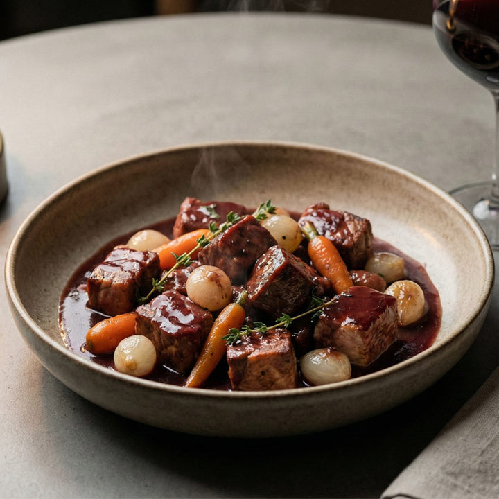 Sauté de porc au vin rouge