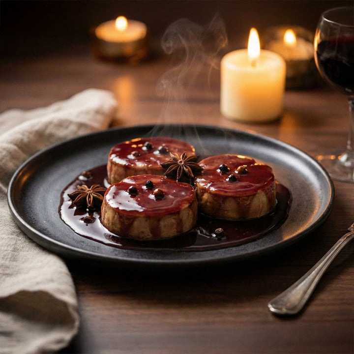 Foie gras poché au vin rouge épicé