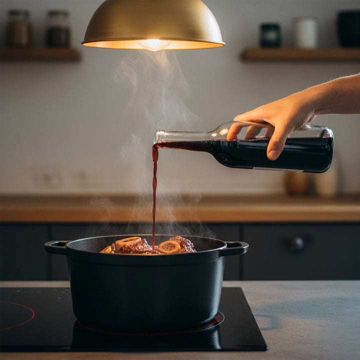 Queue de boeuf confite au vin rouge