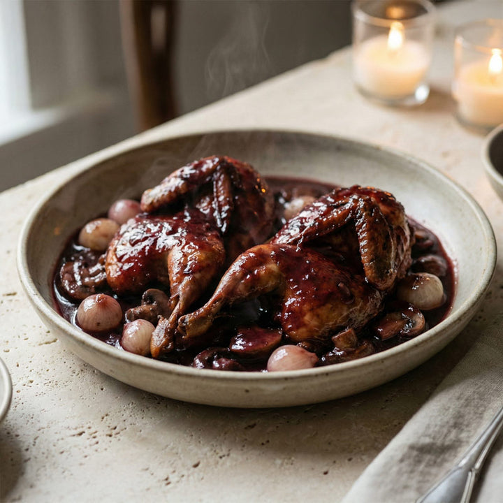 Recette de cailles au vin rouge