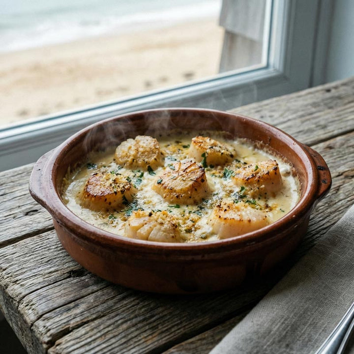 Cassolette de Noix de Saint Jacques au vin blanc