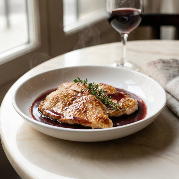 Escalopes de dinde au vin rouge