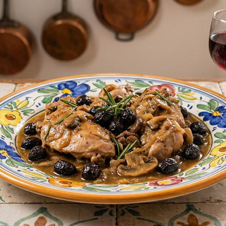 Gibelotte de lapin aux olives de nyons et au romarin
