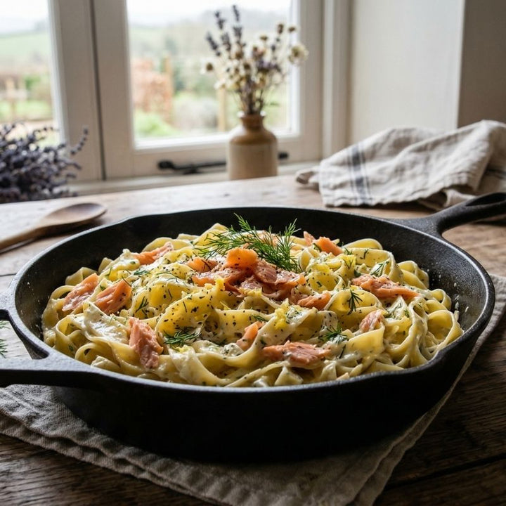 Tagliatelles au saumon fumé et crème d'aneth