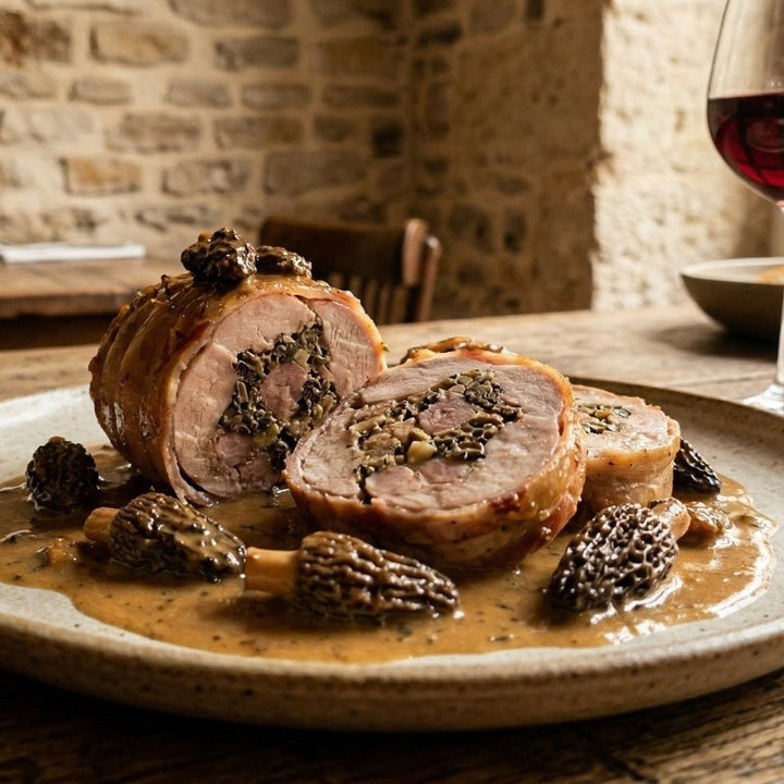 Ballotine de lapin fermier aux morilles