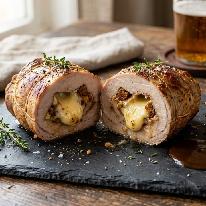 Roulade de veau farcie au munster et pain d'épices