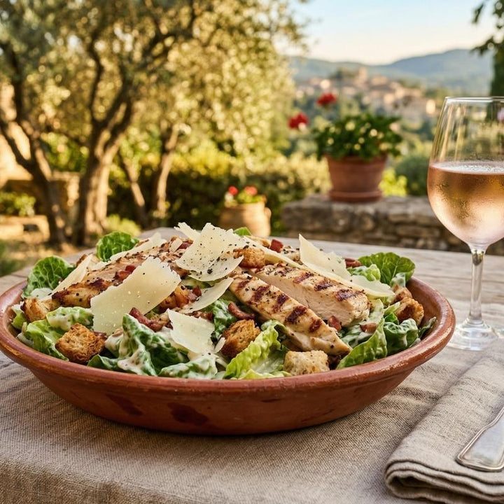 Salade César au poulet grillé et copeaux de parmesan