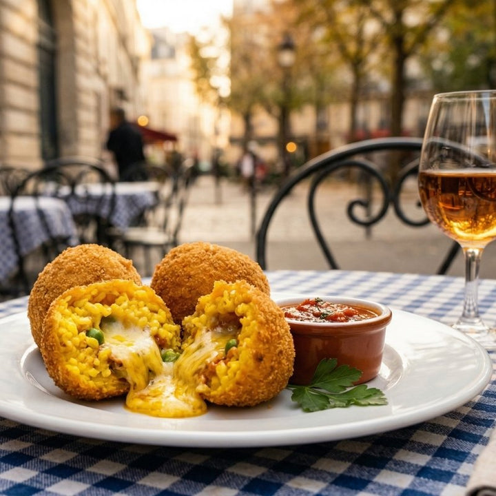 Arancini siciliens farcis au fromage et safran