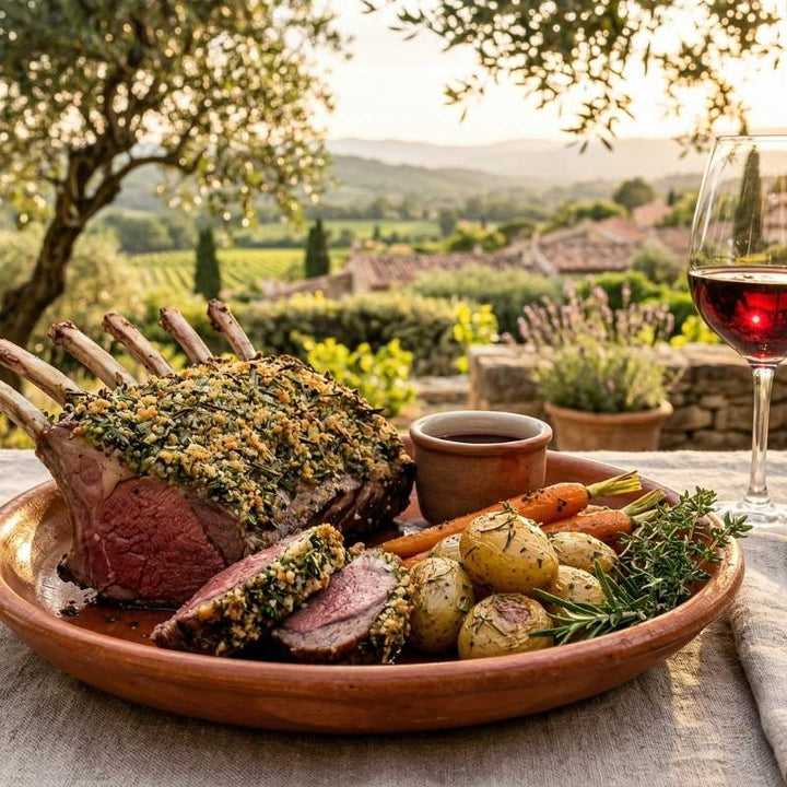 Carré de sanglier en croûte d'herbes de la garrigue