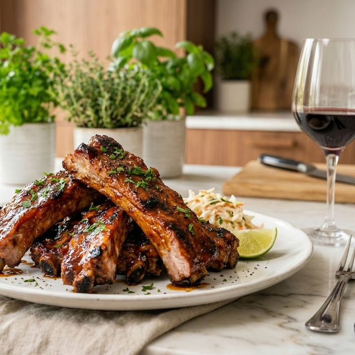 Ribs de porc caramélisés au four à la sauce barbecue