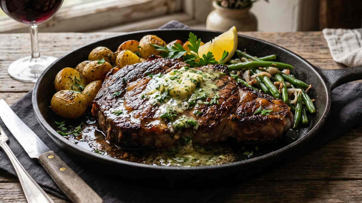 Entrecôte grillée au beurre maître d'hôtel