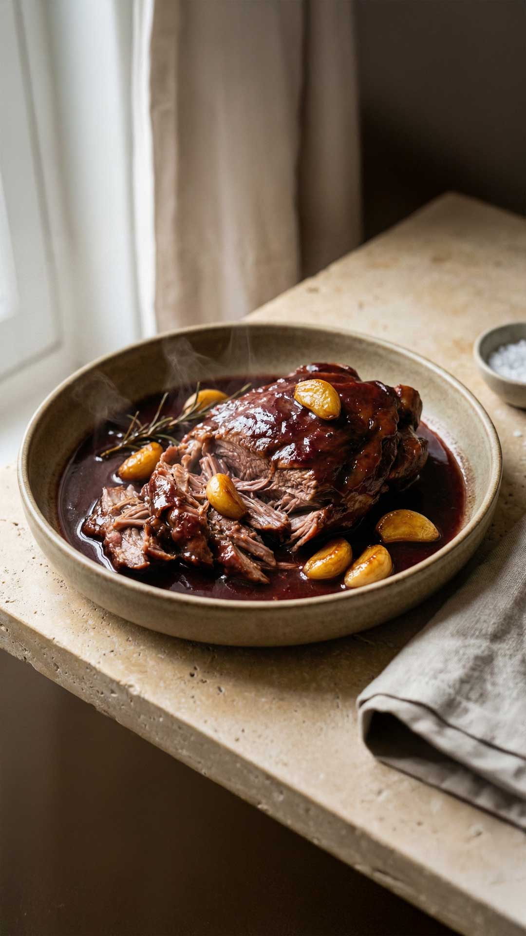 Épaule d’agneau confite au vin rouge mobile