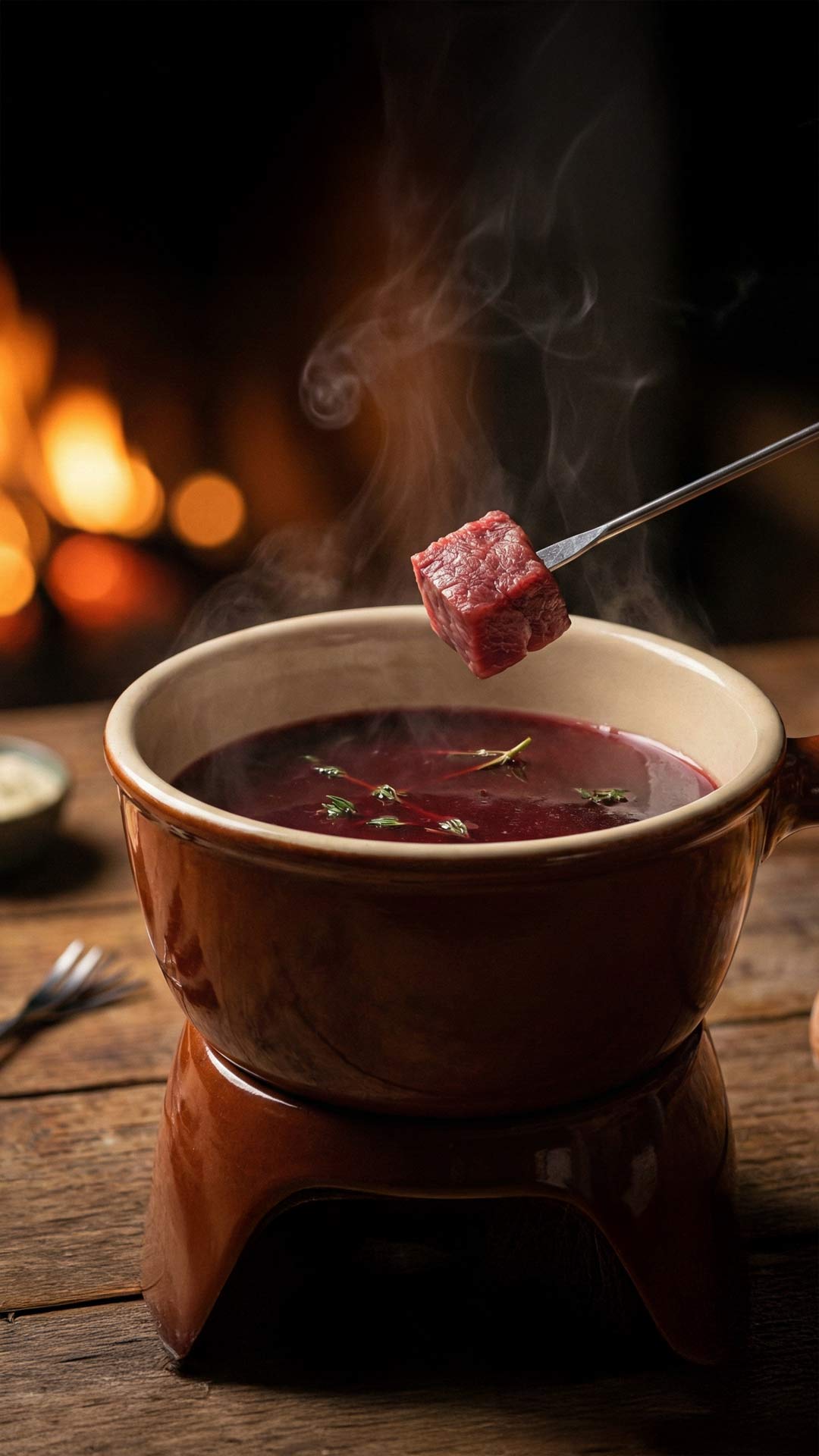 Fondue vigneronne au vin rouge mobile