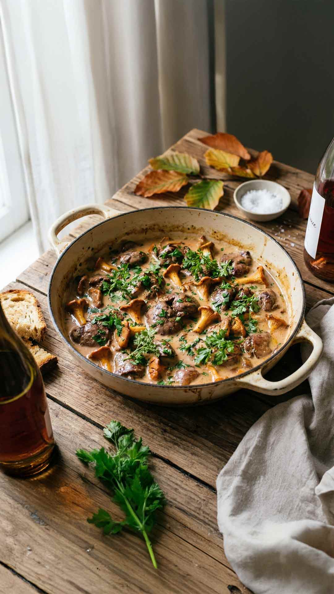 Fricassée de foies de volailles aux girolles et au rosé mobile