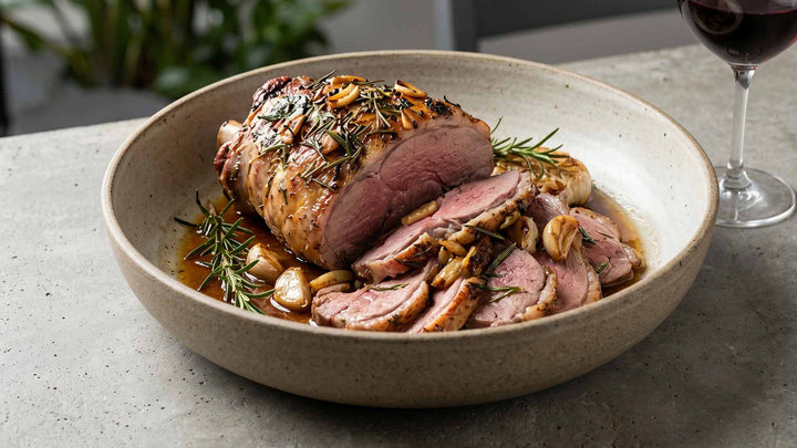 Gigot d'agneau rôti à l'ail et au romarin