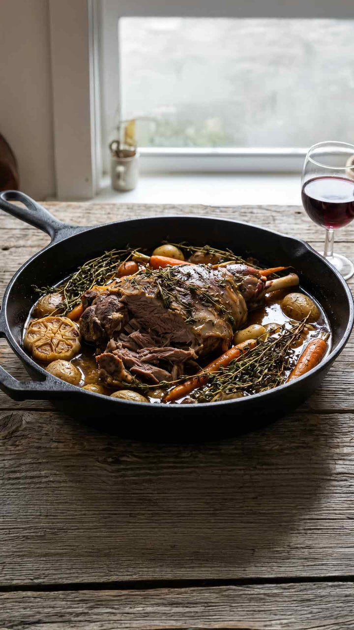 Gigot d'agneau de sept heures au thym