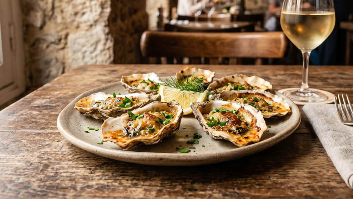 Huîtres chaudes gratinées au beurre d'échalote