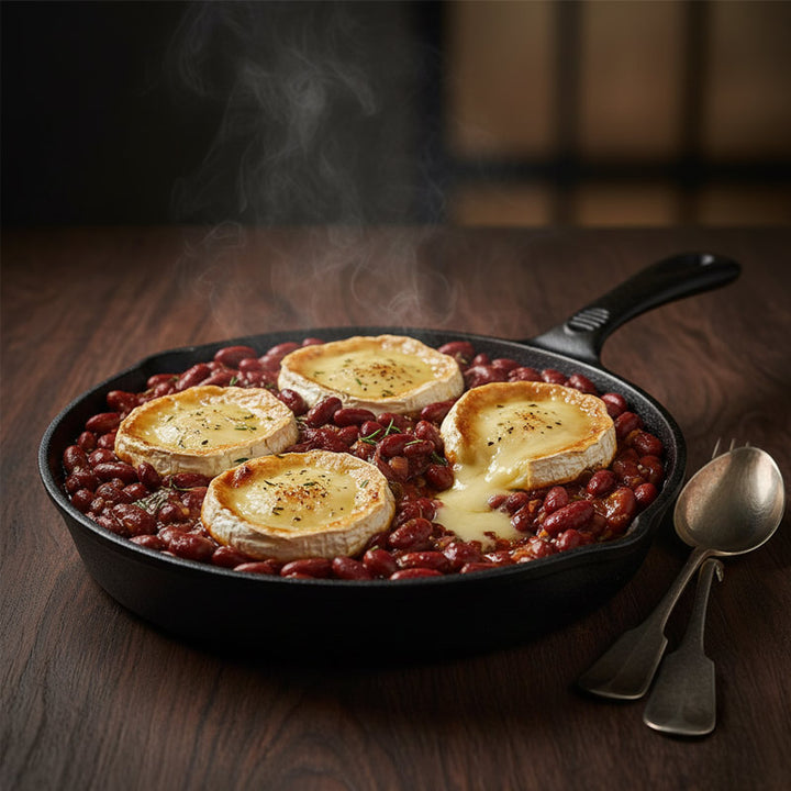Haricots rouges au vin rouge et camembert