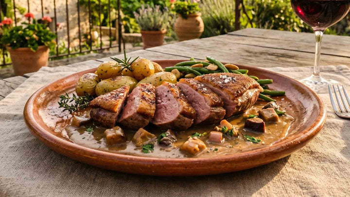 Magret de canard rôti, sauce aux cèpes