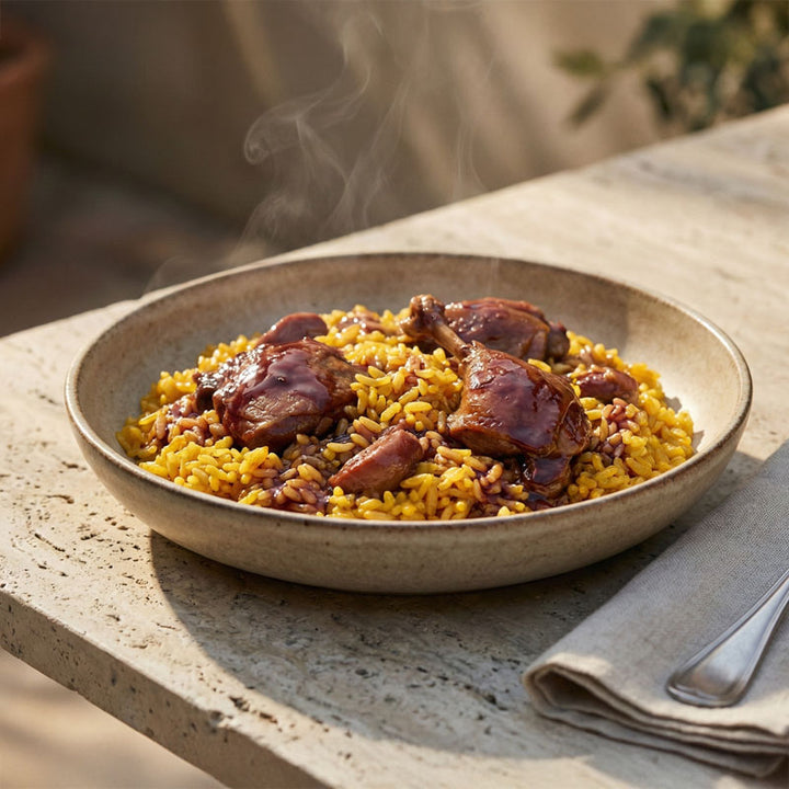 Recette de riz au canard et vin rouge