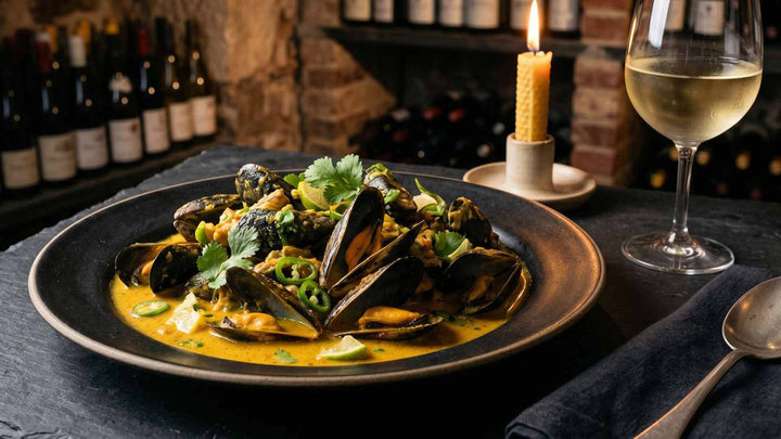 Moules au curry et lait de coco