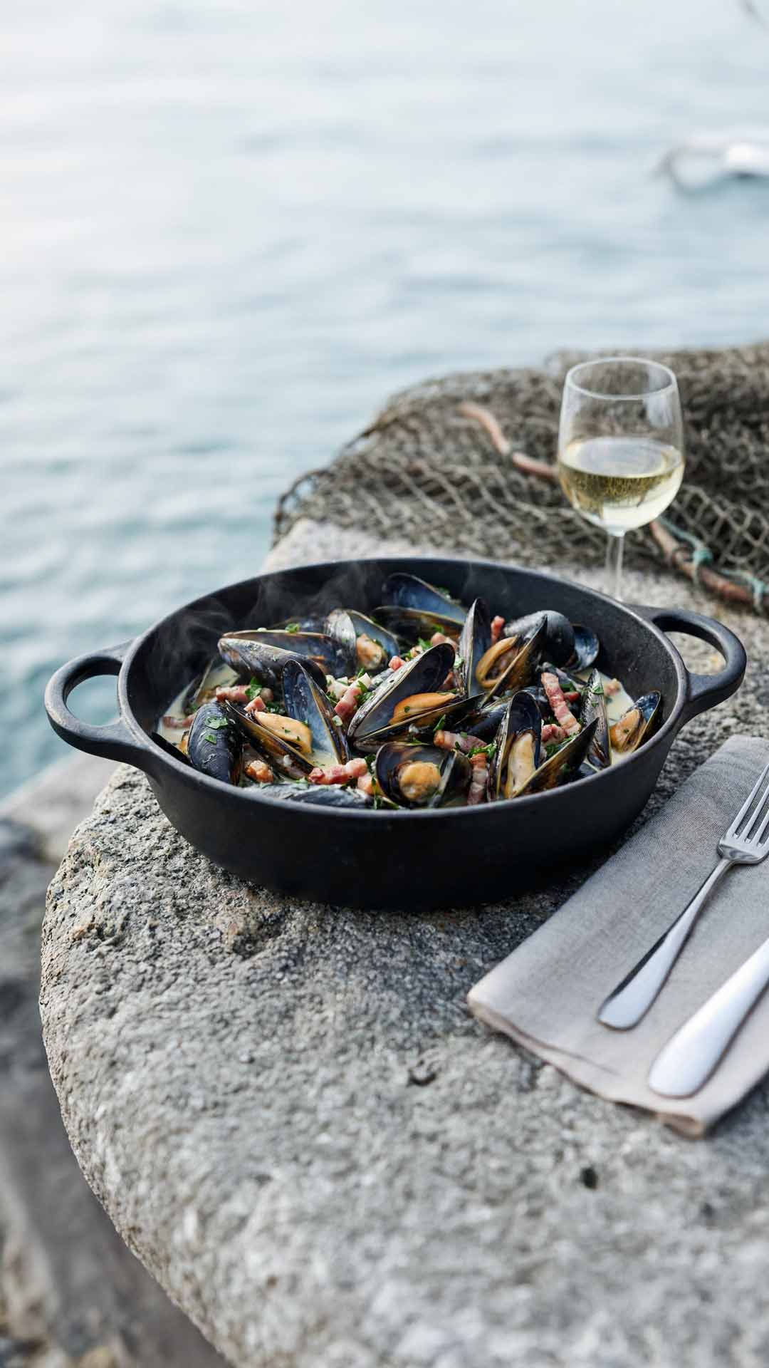 Moules au lard mobile