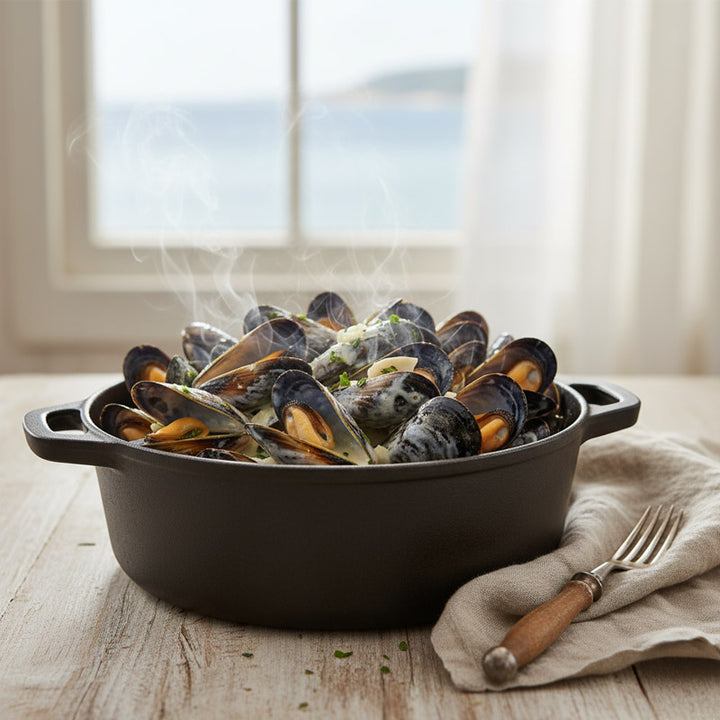 Moules à la crème et au vin blanc