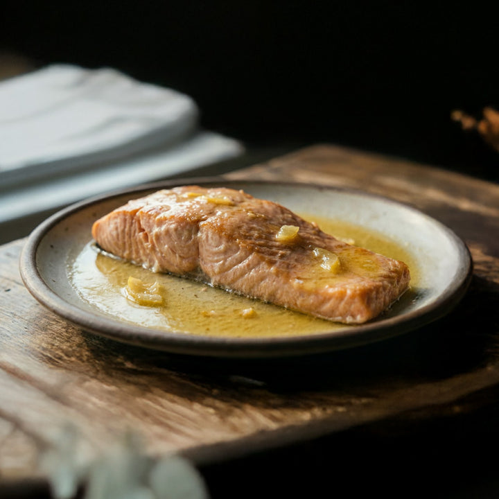 Pavé de saumon au four sauce beurre citron