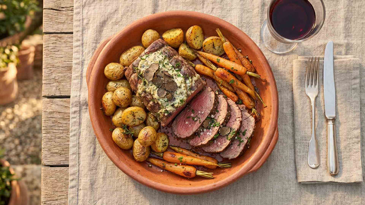 Pièce de bœuf rôtie au beurre de truffe