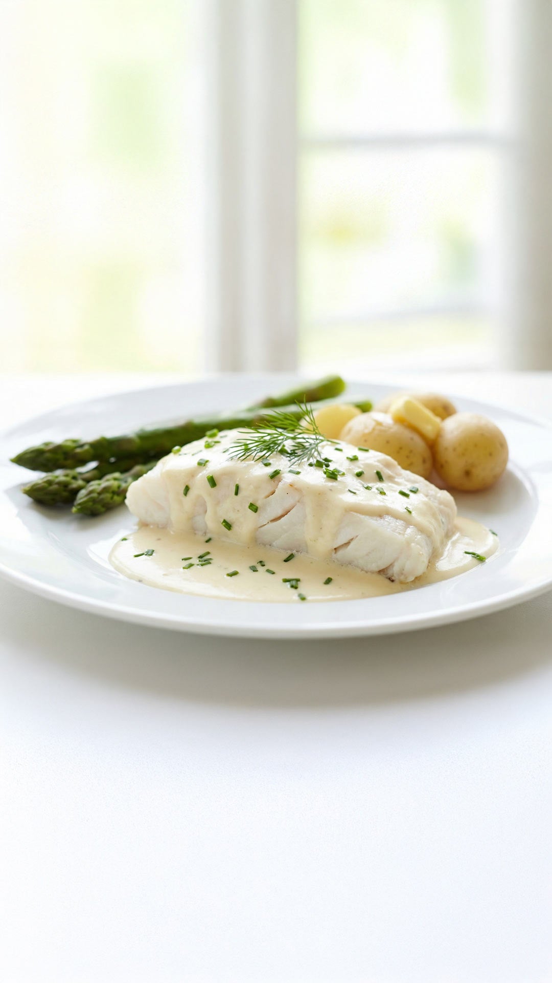 Poisson à la crème et au vin blanc mobile