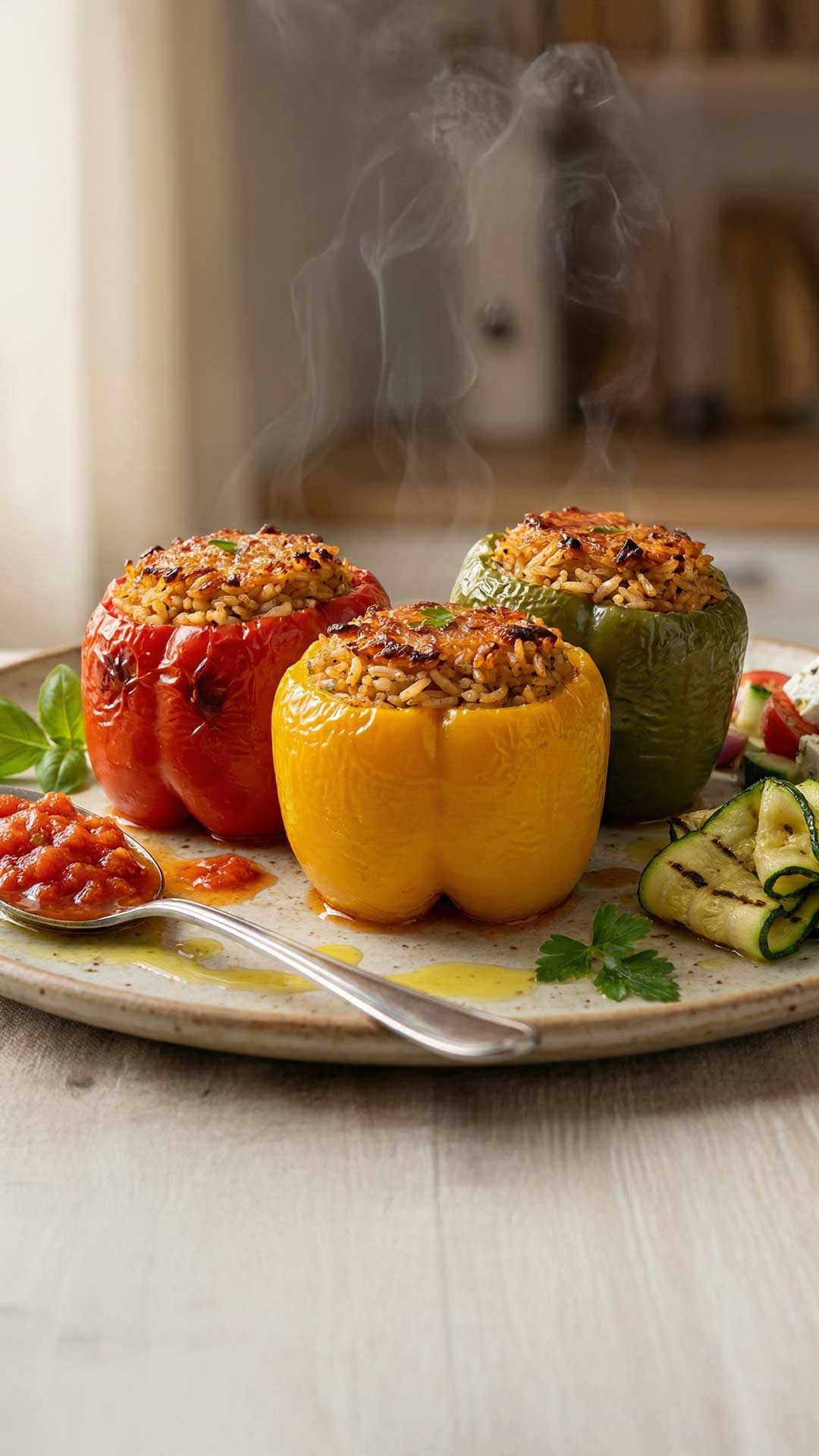 Poivrons farcis au riz mobile